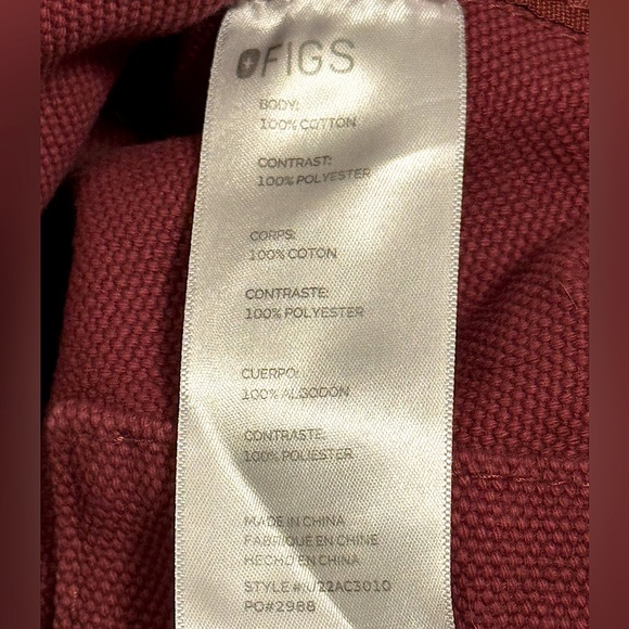 ❤️ FIGS Dark Cherry Burgundy Large Canvas Tote Bag - Picture 6 of 7